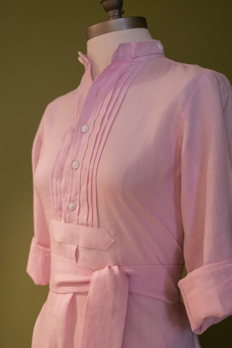 HundSansSchoFB01KLeinenRosa4 Blusenkleid Rosa