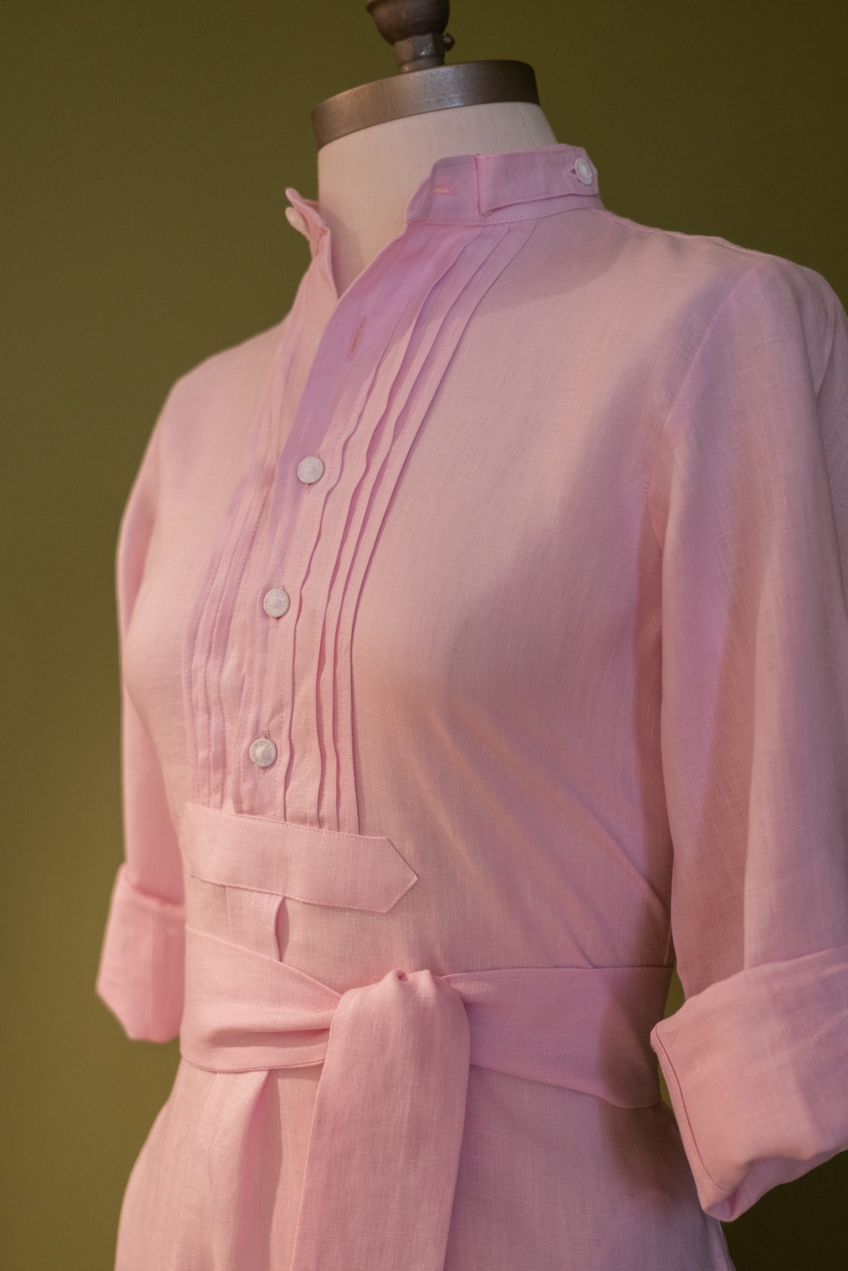 HundSansSchoFB01KLeinenRosa4 Blusenkleid Rosa