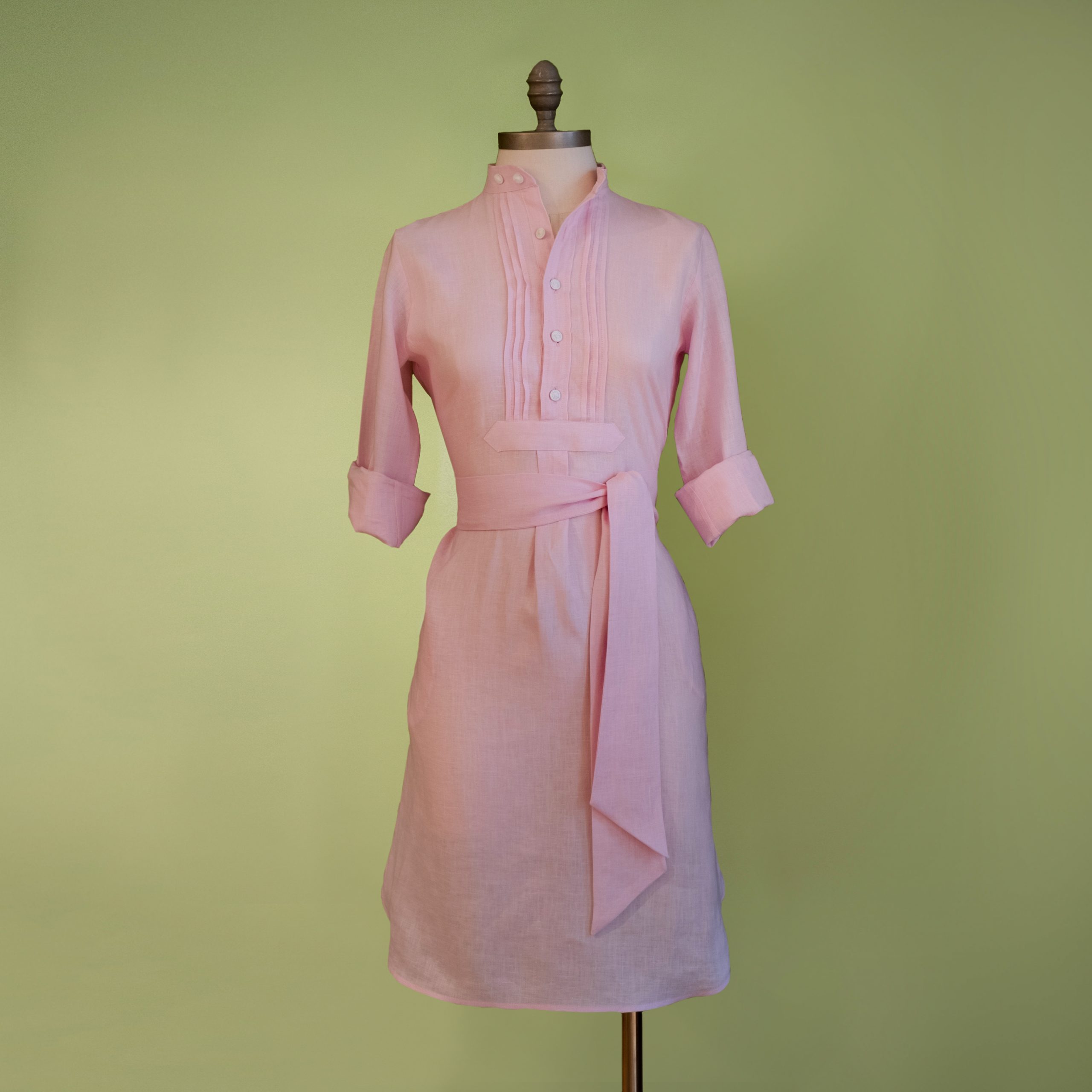 HundSansSchoFB01KLeinenRosa Blusenkleid Leinen rosa