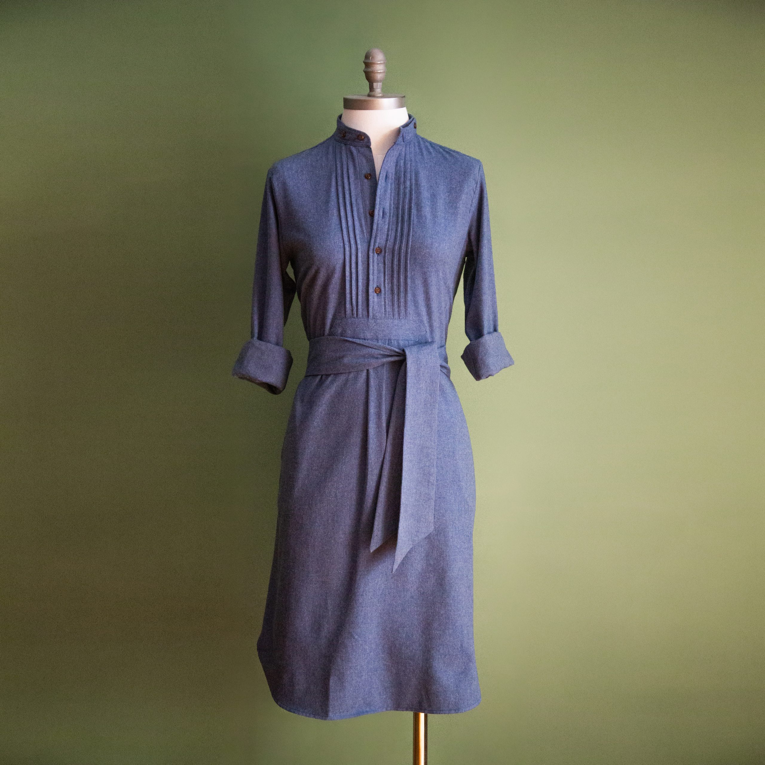 Blusenkleid Flanell grau blau