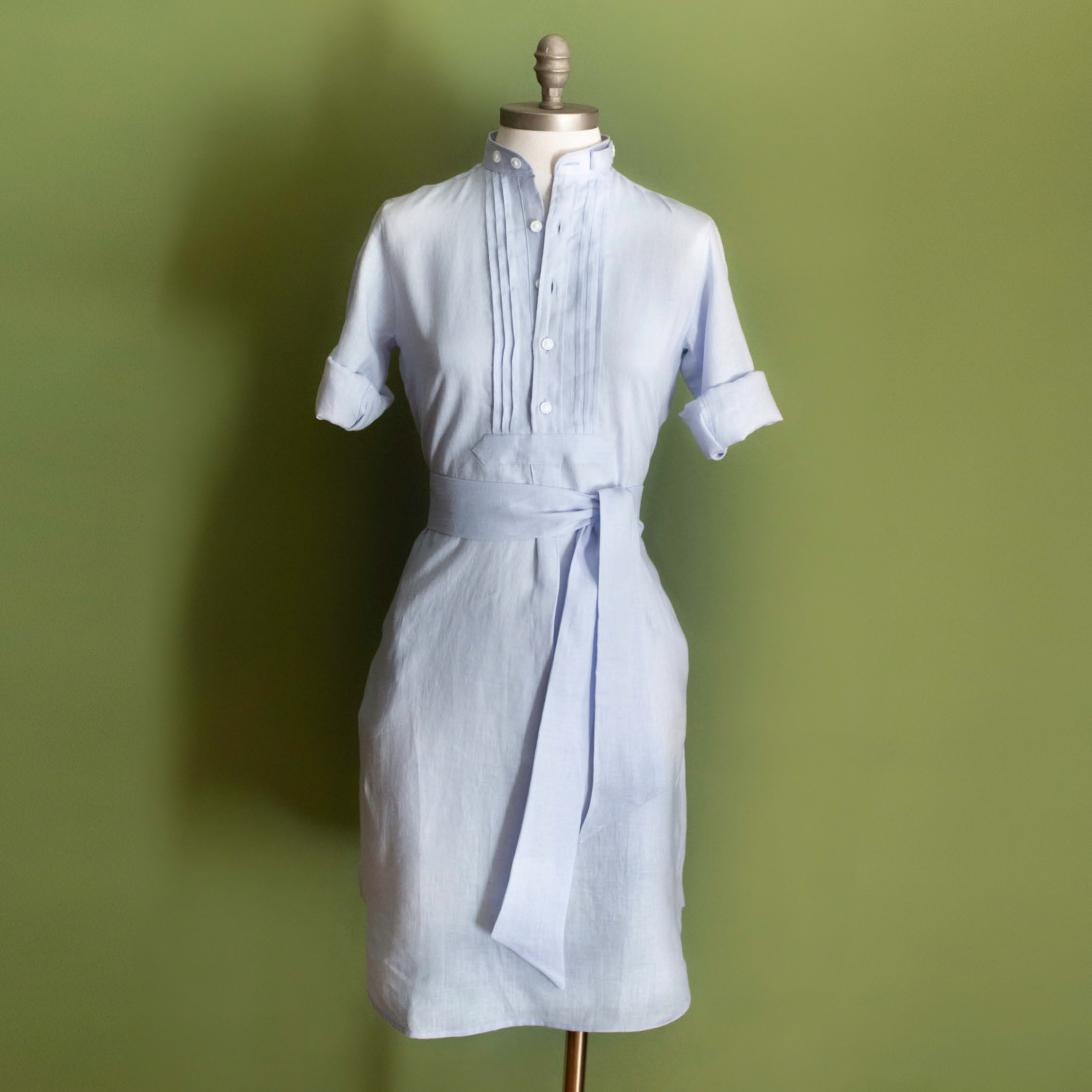 Blusenkleid Leinen hellblau