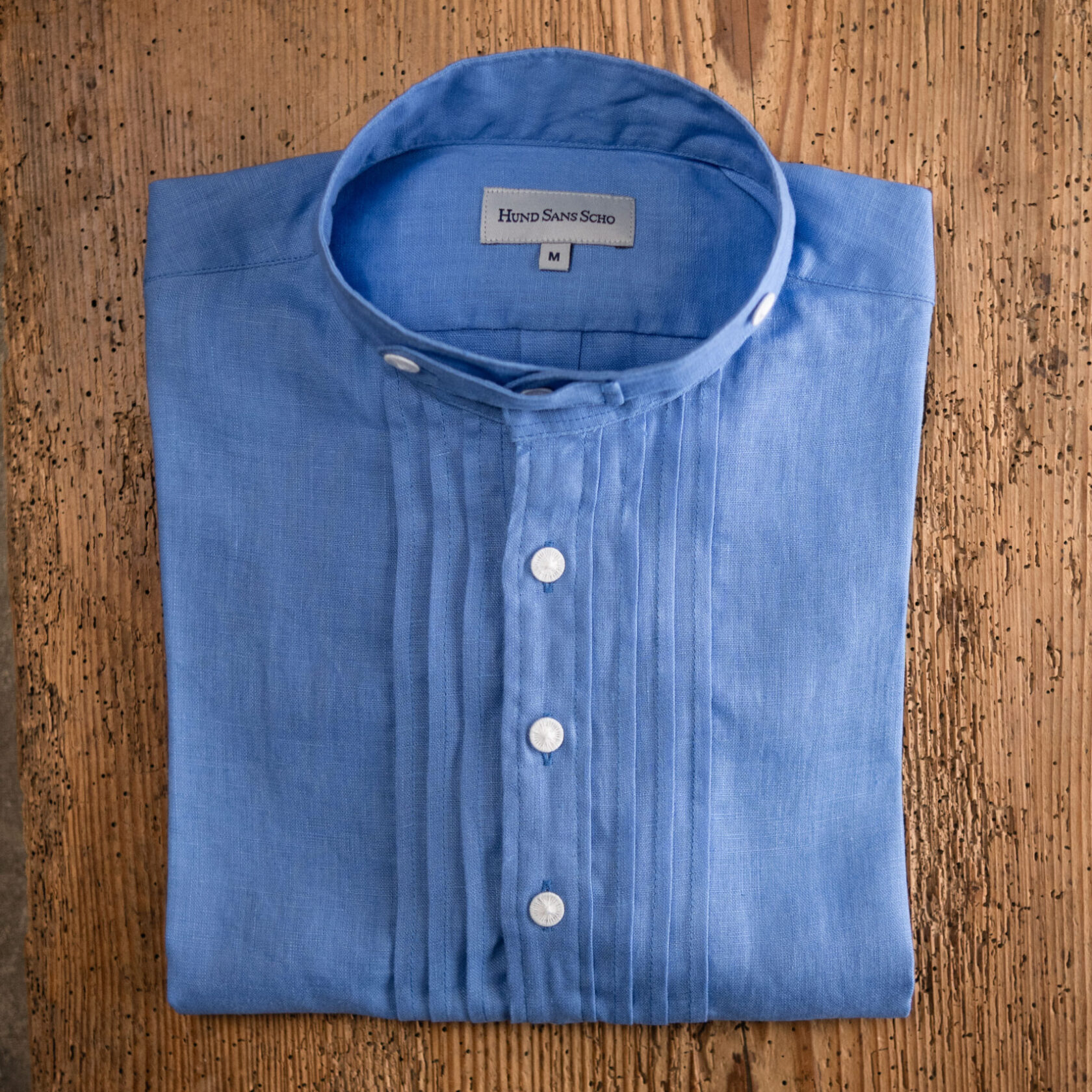 Bluse Leinen Bergblau